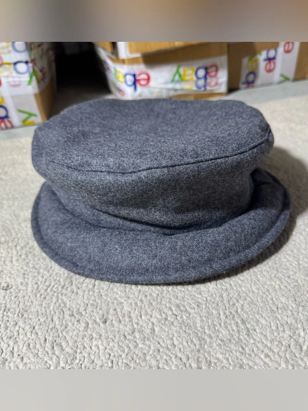 Victorian Trading Co Hat Womens OS Gray Wool Blend‎ Lined Bow Accent Fancy Cap